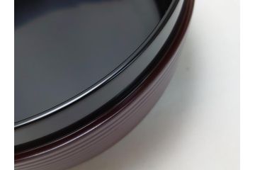 蒔絵師　吉田華正(利昭)　唐松　蒔絵　ロクロ目　盛筋　喰篭(食籠、食篭、共箱付き、菓子器、漆器)(R-063285)