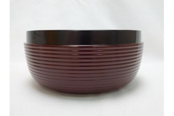 蒔絵師　吉田華正(利昭)　唐松　蒔絵　ロクロ目　盛筋　喰篭(食籠、食篭、共箱付き、菓子器、漆器)(R-063285)