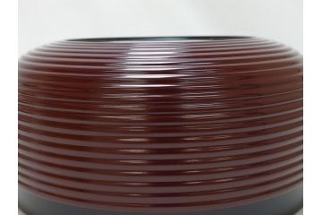 蒔絵師　吉田華正(利昭)　唐松　蒔絵　ロクロ目　盛筋　喰篭(食籠、食篭、共箱付き、菓子器、漆器)(R-063285)