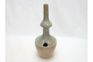 時代物　高麗青磁　一味違ったディスプレイが叶う花瓶(共箱付き、中国、李朝、花器、花生、陶磁器)(R-063286)