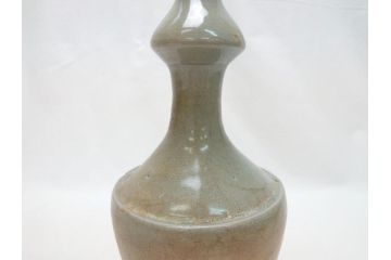 時代物　高麗青磁　一味違ったディスプレイが叶う花瓶(共箱付き、中国、李朝、花器、花生、陶磁器)(R-063286)