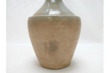 時代物　高麗青磁　一味違ったディスプレイが叶う花瓶(共箱付き、中国、李朝、花器、花生、陶磁器)(R-063286)