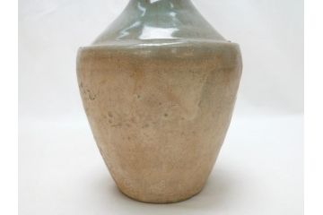 時代物　高麗青磁　一味違ったディスプレイが叶う花瓶(共箱付き、中国、李朝、花器、花生、陶磁器)(R-063286)