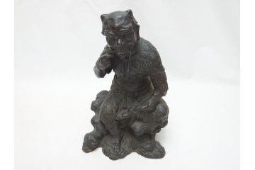 神農之像　富田武雄作　ブロンズ像(共箱付き、オブジェ、置物)(R-063288)