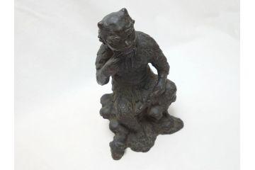 神農之像　富田武雄作　ブロンズ像(共箱付き、オブジェ、置物)(R-063288)