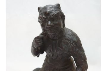 神農之像　富田武雄作　ブロンズ像(共箱付き、オブジェ、置物)(R-063288)