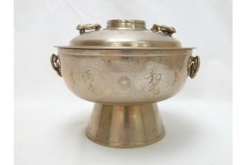 明治期　朝鮮　神仙炉(シンソルロ)　宮廷料理器(火鍋、蝙蝠、共箱付き)(R-063289)