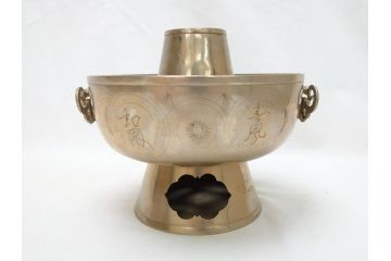 明治期　朝鮮　神仙炉(シンソルロ)　宮廷料理器(火鍋、蝙蝠、共箱付き)(R-063289)