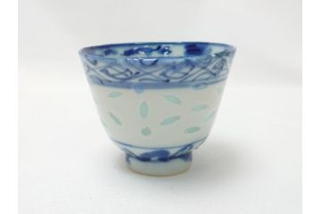 在銘　中国茶器　煎茶道具　蛍手　蛍焼き　猪口5客(ほたる、ホタル、茶道具、和食器)(R-063290)