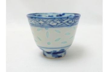 在銘　中国茶器　煎茶道具　蛍手　蛍焼き　猪口5客(ほたる、ホタル、茶道具、和食器)(R-063290)