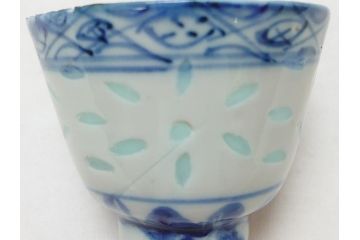 在銘　中国茶器　煎茶道具　蛍手　蛍焼き　猪口5客(ほたる、ホタル、茶道具、和食器)(R-063290)