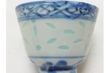在銘　中国茶器　煎茶道具　蛍手　蛍焼き　猪口5客(ほたる、ホタル、茶道具、和食器)(R-063290)