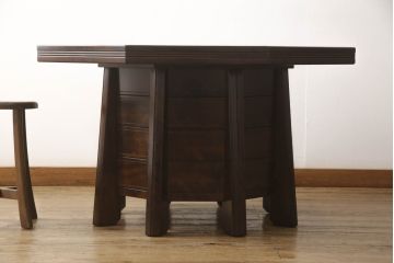 激レア品!　中古　美品　星野民芸(星野民藝)　桜材　個性的なデザインが存在感を放つ八角炉(ダイニングテーブル、囲炉裏)(R-063291)