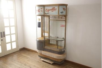 和製アンティーク　激レア!　レトロなタイルベースのタバコ屋ガラスケース(ショーケース、陳列棚、煙草、たばこ)(R-063296)
