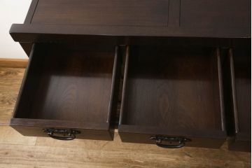 中古　美品　最高級　府中家具　松尾博昭 作　栗材　和の趣あふれる佇まいが魅力的な水屋箪笥サイドボード(食器棚、戸棚、収納棚、キャビネット)(R-063301)