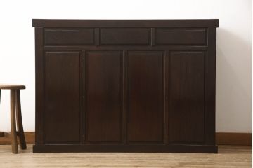 中古　美品　最高級　府中家具　松尾博昭 作　栗材　和の趣あふれる佇まいが魅力的な水屋箪笥サイドボード(食器棚、戸棚、収納棚、キャビネット)(R-063301)