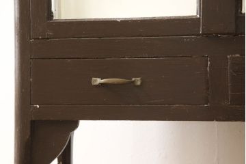和製アンティーク　レトロな雰囲気たっぷりのケビントガラスケース(デンタルケース、デンタルキャビネット、ショーケース、陳列棚、飾り棚、収納棚、戸棚)(R-063305)