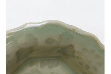 江戸〜明治　三田青磁　三田焼　3.3寸　約10cm　小皿4客セット(和食器、輪花、和皿、3寸3分)(R-063311)
