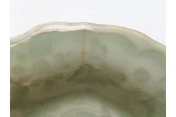 江戸〜明治　三田青磁　三田焼　3.3寸　約10cm　小皿4客セット(和食器、輪花、和皿、3寸3分)(R-063311)