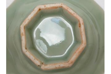 江戸〜明治　三田青磁　三田焼　3.3寸　約10cm　小皿4客セット(和食器、輪花、和皿、3寸3分)(R-063311)