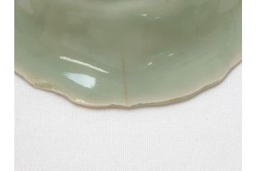 江戸〜明治　三田青磁　三田焼　3.3寸　約10cm　小皿4客セット(和食器、輪花、和皿、3寸3分)(R-063311)