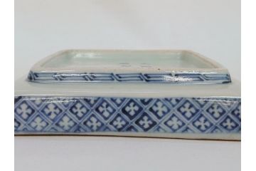 江戸期　大明萬暦年製　古伊万里　染付　4.9寸　約15cm　角皿5客セット(上手物、山水、金継ぎ、和食器、4寸9分)(R-063313)