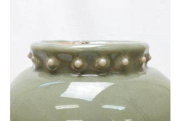 江戸〜明治　三田焼　青磁　双耳　高さ30.5cm　花瓶(花器、花入、壺、壷)(R-063314)