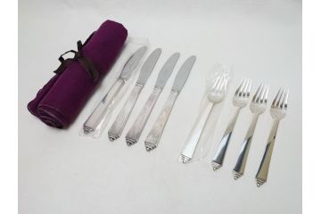 DENMARK(デンマーク)　GEORG　JENSEN(ジョージ・ジェンセン)　スターリングシルバー925　銀製　フォーク&ナイフ各4本(8本セット、食器、カトラリー)(R-063320)