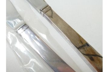 DENMARK(デンマーク)　GEORG　JENSEN(ジョージ・ジェンセン)　スターリングシルバー925　銀製　フォーク&ナイフ各4本(8本セット、食器、カトラリー)(R-063320)