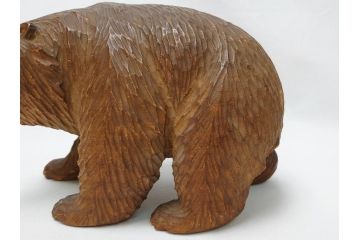 古い　アイヌ　ガラス目　木彫りの熊(ディスプレイ、置物、くま、クマ)(R-063321)