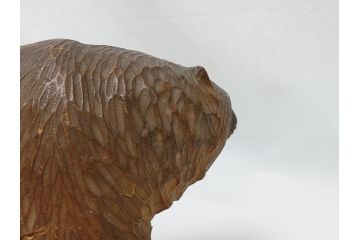 古い　アイヌ　ガラス目　木彫りの熊(ディスプレイ、置物、くま、クマ)(R-063321)
