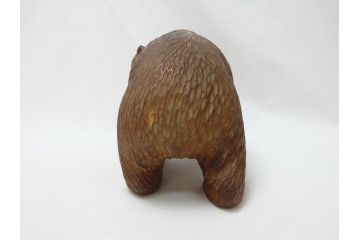 古い　アイヌ　ガラス目　木彫りの熊(ディスプレイ、置物、くま、クマ)(R-063321)
