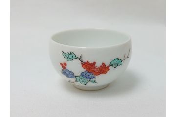 明治〜大正　時代物　角福　柿右衛門　酒器　染付　渦福　徳利2本・猪口10客(和食器、とっくり、おちょこ)(R-063322)