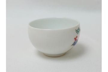 明治〜大正　時代物　角福　柿右衛門　酒器　染付　渦福　徳利2本・猪口10客(和食器、とっくり、おちょこ)(R-063322)