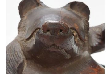 時代物　門井鳳雲　総欅(ケヤキ)材　招き狸　木彫り(タヌキ、たぬき、置物、ディスプレイ)(R-063323)