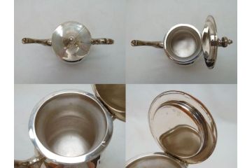 ビンテージ　銀製　総重量約2319g　STERLING(スターリング)925　MEXICO　ティーセット5点(ポット2点、クリーマー、シュガーポット2点、洋食器、銀食器、ヴィンテージ)(R-063324)