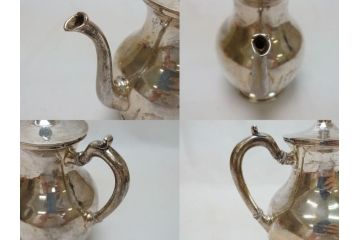 ビンテージ　銀製　総重量約2319g　STERLING(スターリング)925　MEXICO　ティーセット5点(ポット2点、クリーマー、シュガーポット2点、洋食器、銀食器、ヴィンテージ)(R-063324)