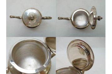 ビンテージ　銀製　総重量約2319g　STERLING(スターリング)925　MEXICO　ティーセット5点(ポット2点、クリーマー、シュガーポット2点、洋食器、銀食器、ヴィンテージ)(R-063324)