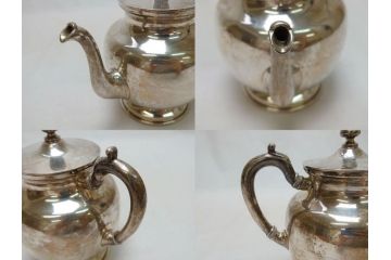 ビンテージ　銀製　総重量約2319g　STERLING(スターリング)925　MEXICO　ティーセット5点(ポット2点、クリーマー、シュガーポット2点、洋食器、銀食器、ヴィンテージ)(R-063324)