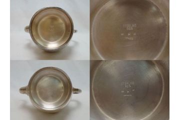 ビンテージ　銀製　総重量約2319g　STERLING(スターリング)925　MEXICO　ティーセット5点(ポット2点、クリーマー、シュガーポット2点、洋食器、銀食器、ヴィンテージ)(R-063324)