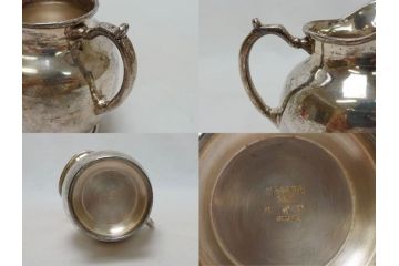 ビンテージ　銀製　総重量約2319g　STERLING(スターリング)925　MEXICO　ティーセット5点(ポット2点、クリーマー、シュガーポット2点、洋食器、銀食器、ヴィンテージ)(R-063324)