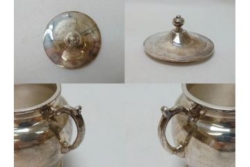 ビンテージ　銀製　総重量約2319g　STERLING(スターリング)925　MEXICO　ティーセット5点(ポット2点、クリーマー、シュガーポット2点、洋食器、銀食器、ヴィンテージ)(R-063324)