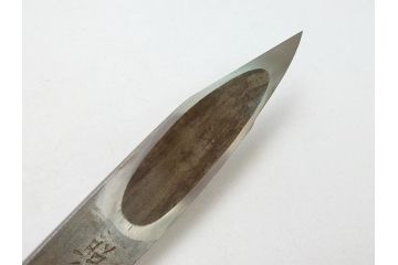 藤原良明(加藤真平)作　切り出し　イルカ　海豚　昭和戊辰年八月日　全長215mm　小刀(短刀、ナイフ、刃物)(R-063325)