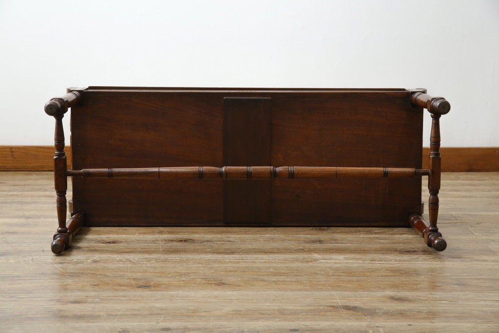 イギリスアンティーク　ウォールナット材　ゴブラン織りの座面がかわいらしい収納付きベンチ　(R-063346)