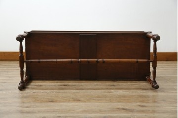 イギリスアンティーク　ウォールナット材　ゴブラン織りの座面がかわいらしい収納付きベンチ　(R-063346)