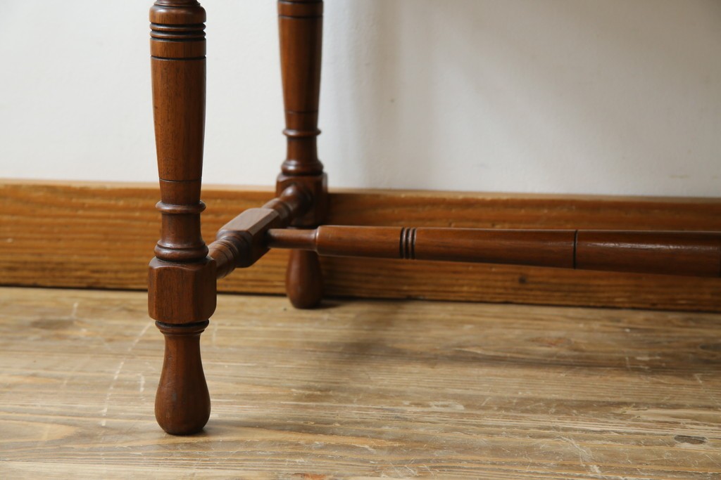 イギリスアンティーク　ウォールナット材　ゴブラン織りの座面がかわいらしい収納付きベンチ　(R-063346)