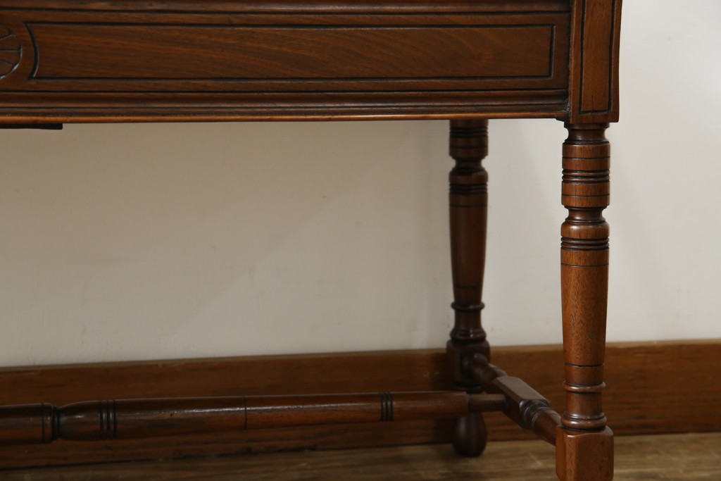 イギリスアンティーク　ウォールナット材　ゴブラン織りの座面がかわいらしい収納付きベンチ　(R-063346)