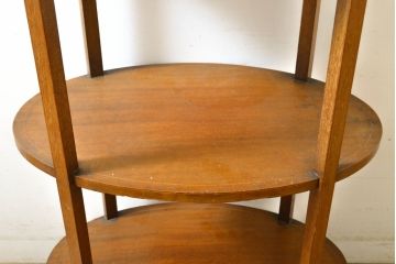 イギリスアンティーク　高級品　アールデコデザイン　マホガニー材　上品な象嵌入りの飾り棚(オープンラック、オープンシェルフ、陳列棚)(R-063347)