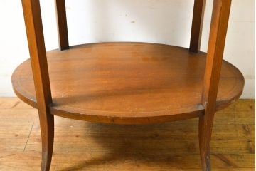 イギリスアンティーク　高級品　アールデコデザイン　マホガニー材　上品な象嵌入りの飾り棚(オープンラック、オープンシェルフ、陳列棚)(R-063347)