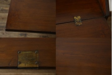 イギリスアンティーク　マホガニー材　凝ったつくりの取っ手がクラシカルな雰囲気を高めるライティングビューロー　(R-063350)